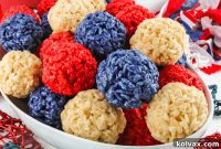 Patriotic Rice Krispie Treat Bites