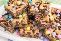 Colorful Spring M&M Chocolate Chip Cookie Bars