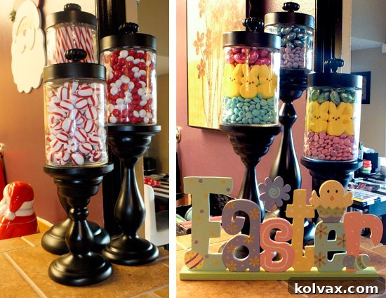 Chic DIY Candy Jars Crafted from Upcycled Candlesticks