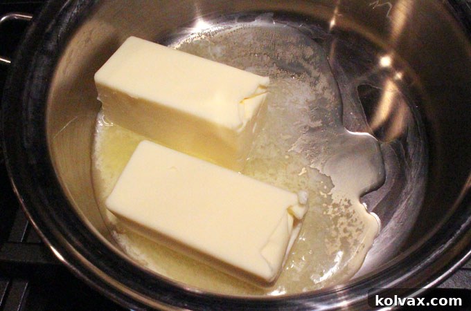 Melting butter in a saucepan for caramel