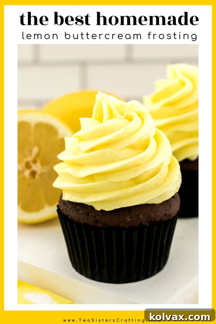 A visual summary of the Lemon Buttercream Frosting, suitable for sharing on Pinterest.
