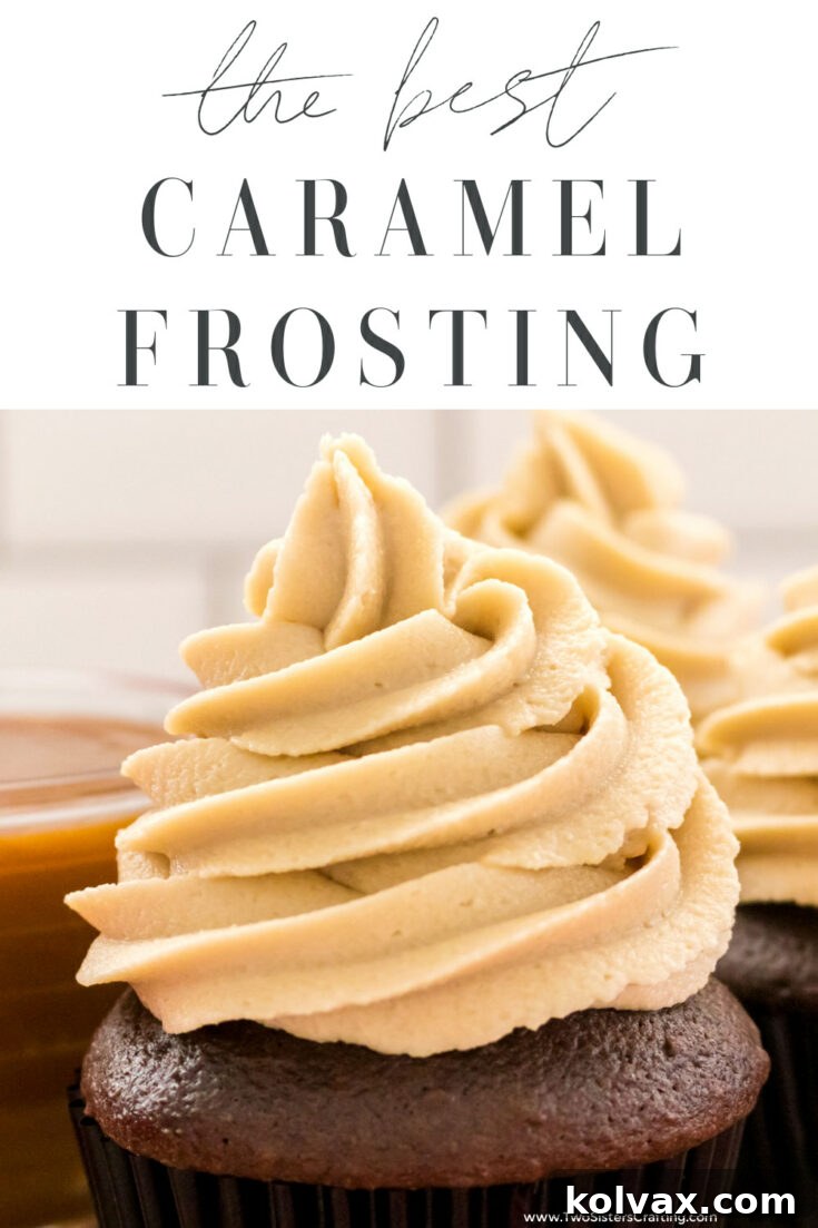 Pinnable image for The Best Caramel Buttercream Frosting