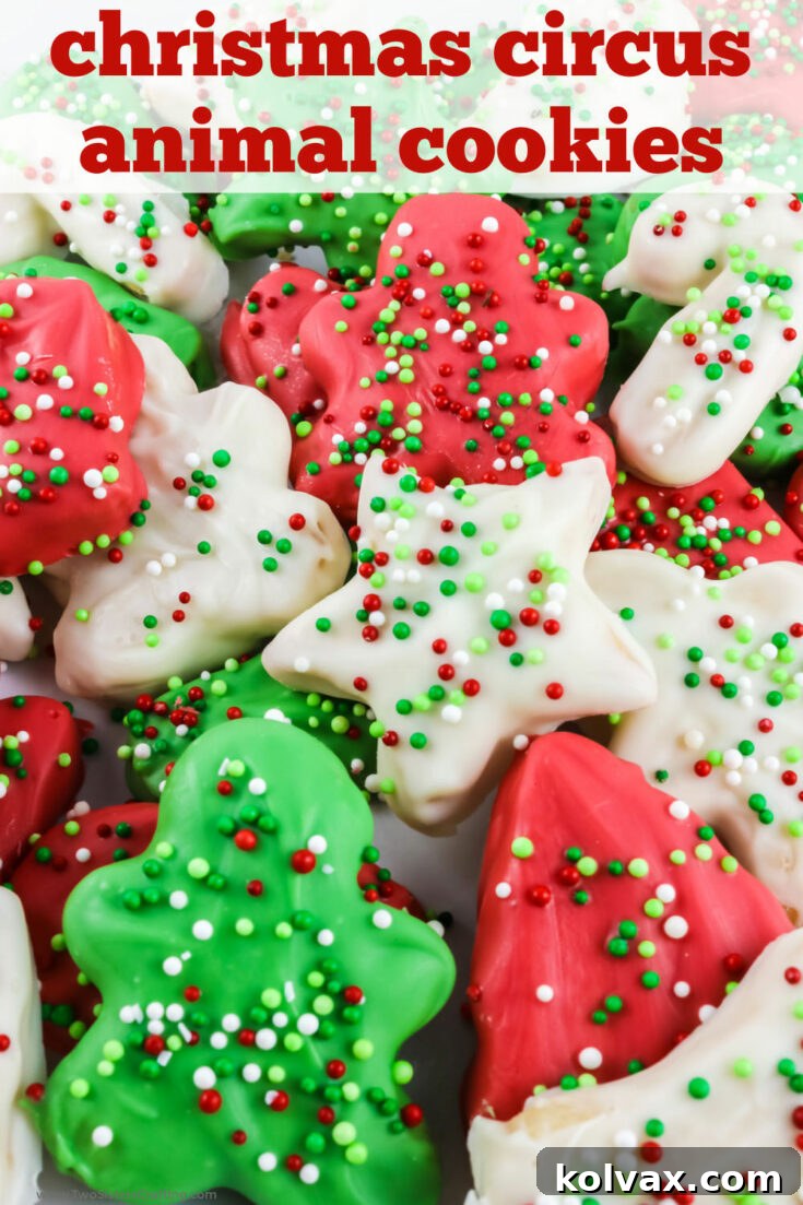 Pinnable image of Christmas Circus Animal Cookies