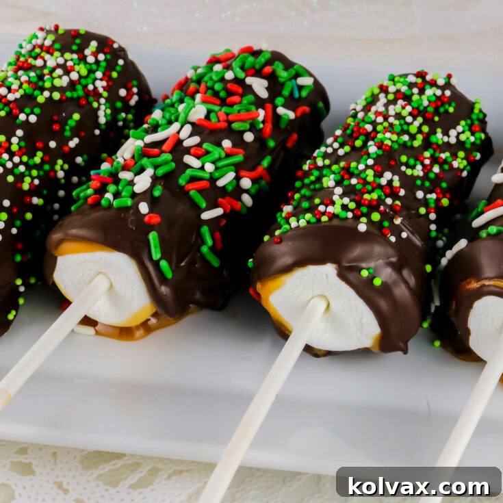 Christmas Caramel Marshmallow Pops