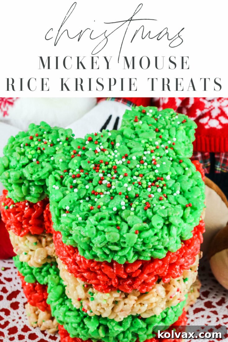 Christmas Mickey Mouse Rice Krispie Treats - Pin for later