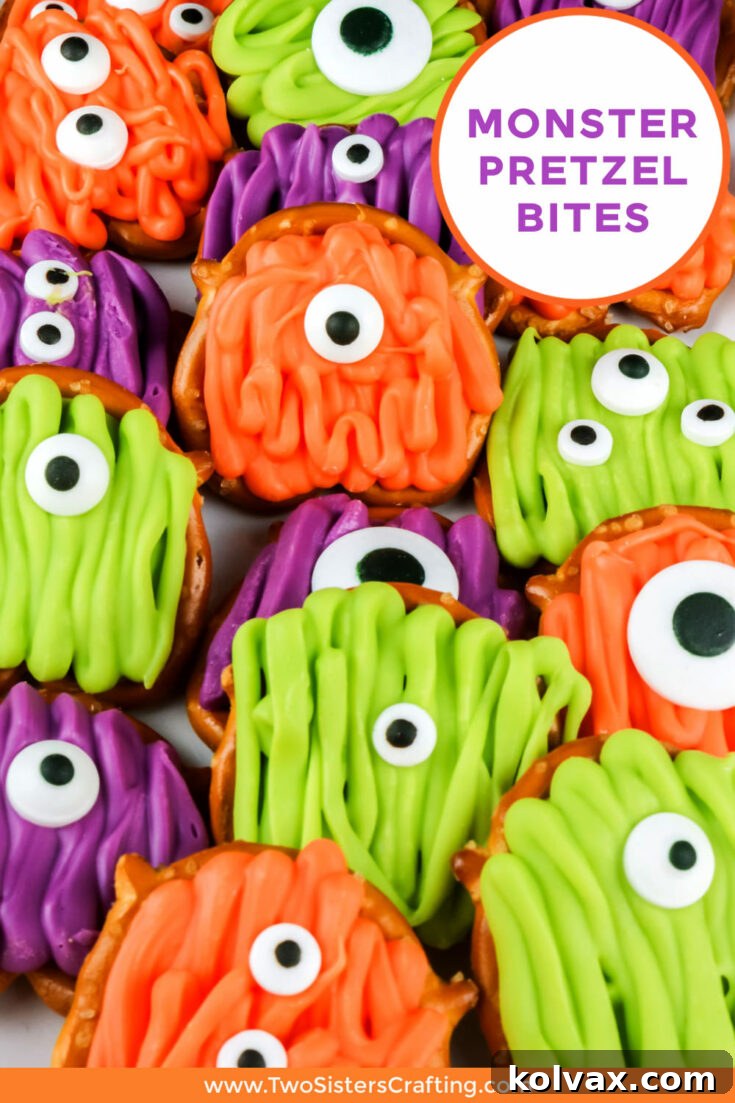 Pinnable image for Monster Pretzel Bites recipe.