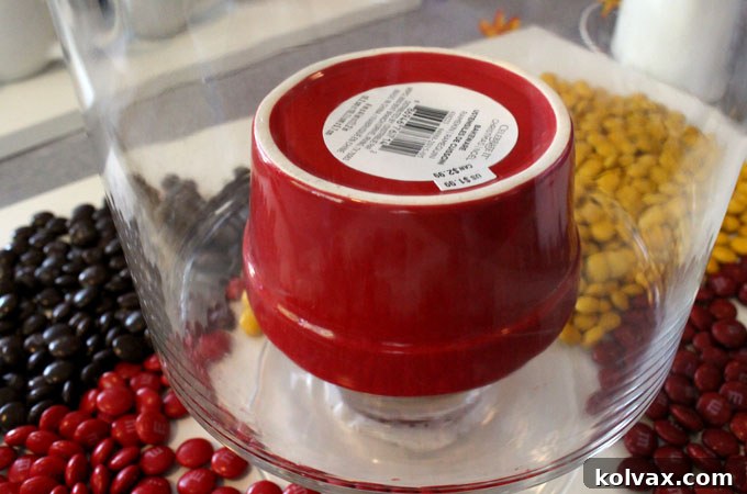 Preparation of vases for Thanksgiving Candy Centerpiece, showing the inner vase and ramekin