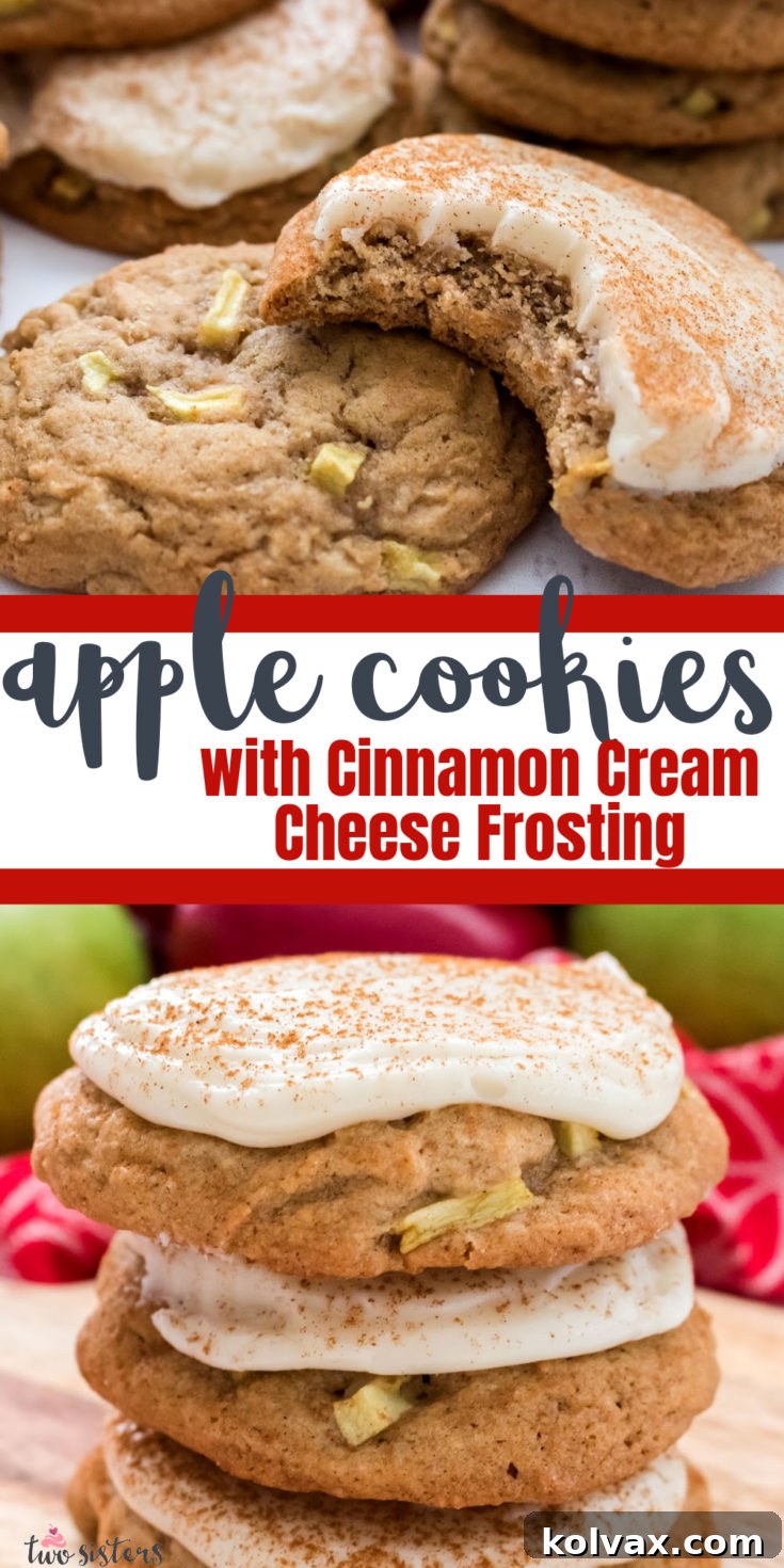 Apple Cookies with Cream Cheese Frosting pinnable image