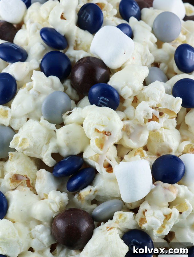 A large bowl of Dallas Cowboys Popcorn, ready to serve at a party.