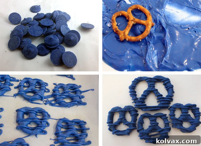 Lone Star Pretzels 5 Detailed steps on how to make vibrant blue football pretzels for game day