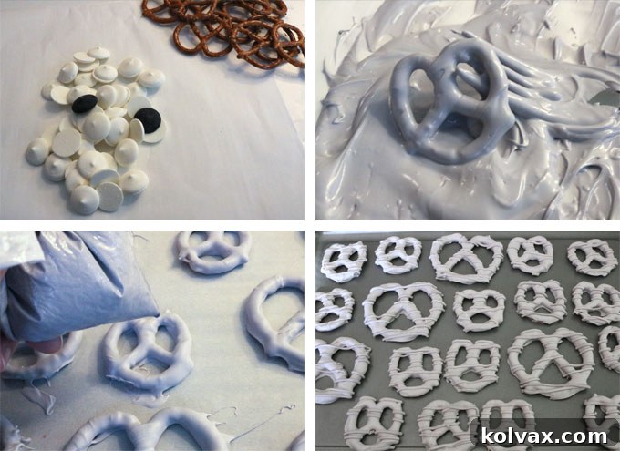 Lone Star Pretzels 7 Detailed guide on making elegant grey candy-dipped pretzels for football game day