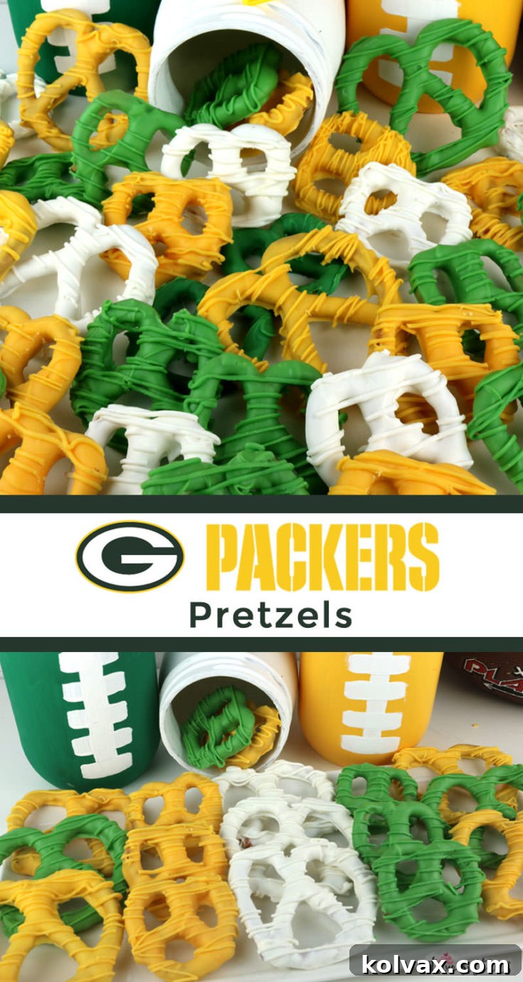 Green Bay Packers Pretzels, an ideal snack for football game day.