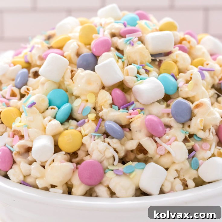 Springtime Celebration Popcorn in a festive bowl