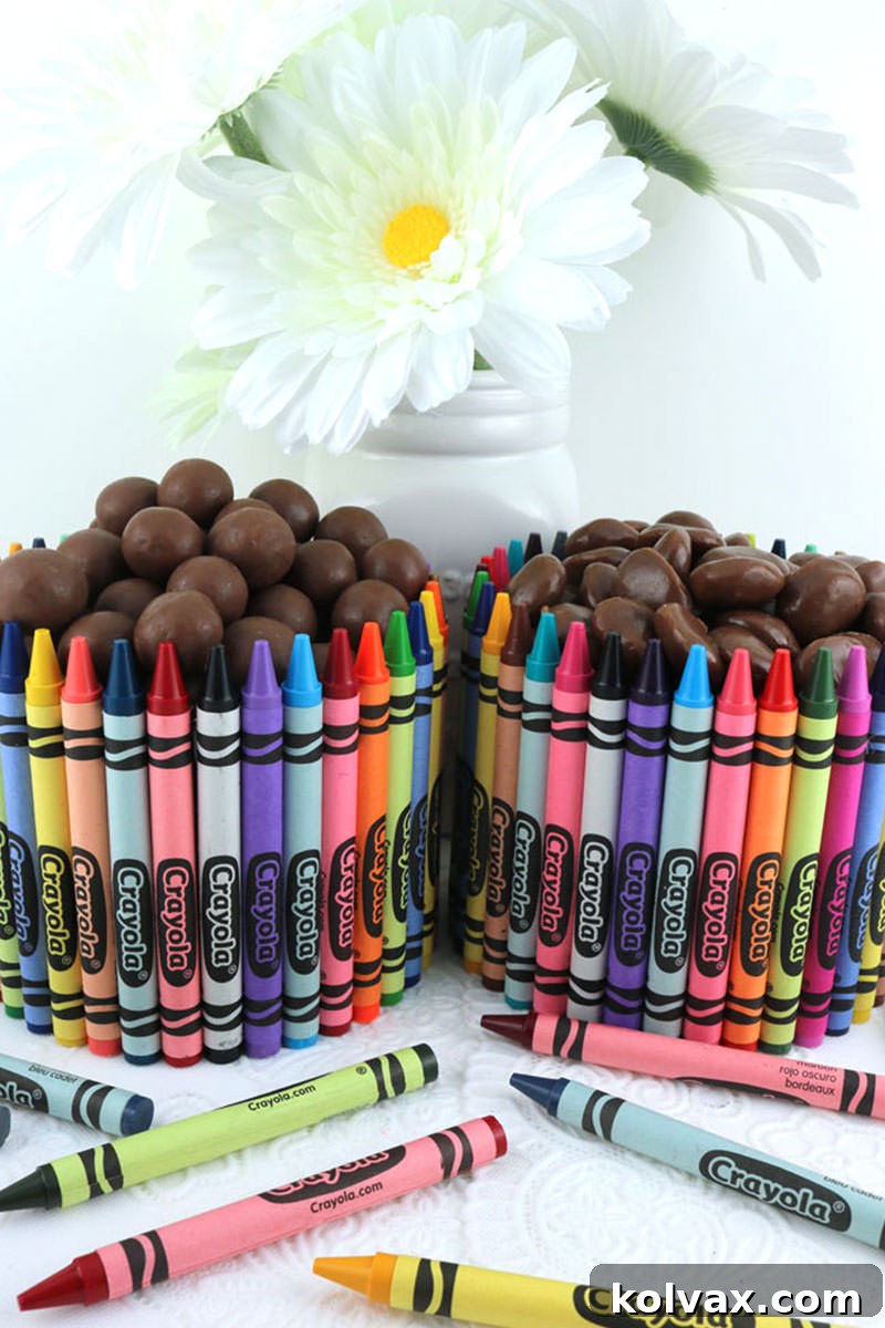 Final Crayon Candy Dish Filled with Treats and a Gift Card