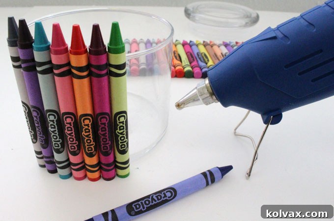 Systematically Adding More Crayons Around the Jar