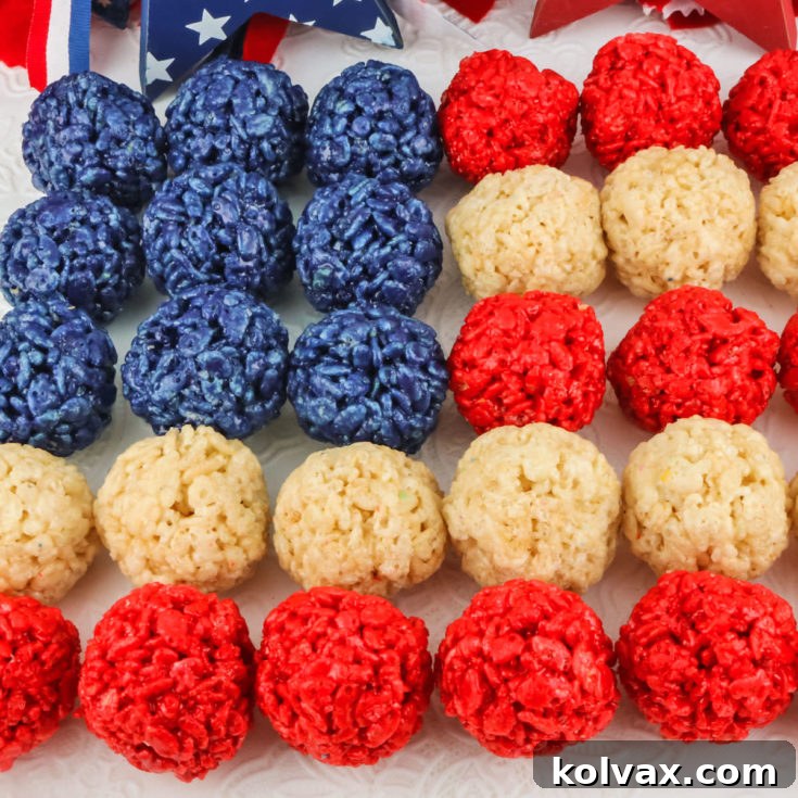 Red White and Blue Rice Krispie Treat Bites