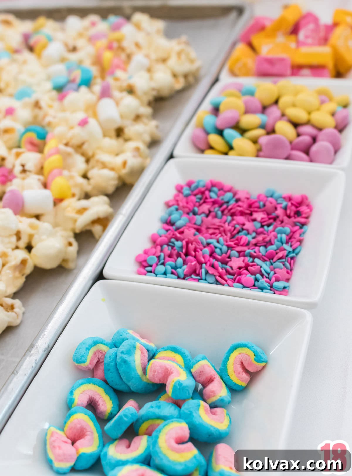 Closeup of the Candy Mix-ins used in the Unicorn Popcorn.