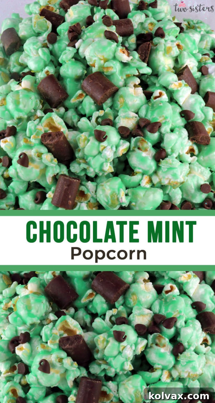 Pin this Chocolate Mint Popcorn recipe for later!