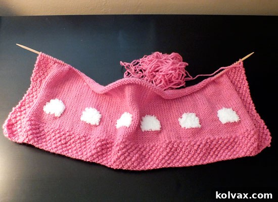 Knitting the Sheep Baby Blanket: Beginning with the main color