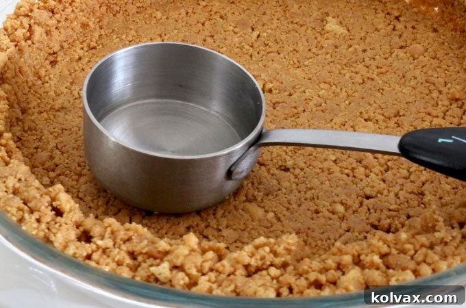 Whipping Up Nutter Butter Cookie Crusts 7 Firmly pressing Nutter Butter cookie crumbs into the pie plate for a stable, well-formed crust.