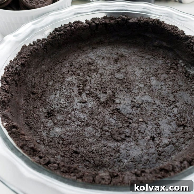 A high-quality image of the final homemade Oreo Cookie Crust, perfect for sharing on social media and inspiring others to bake.
