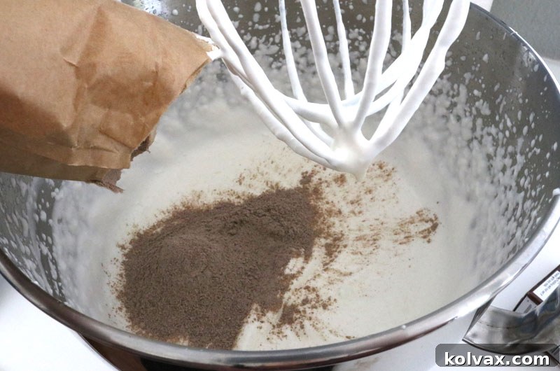 Mix Chocolate Instant Pudding into Whipped Cream for Stable Frosting