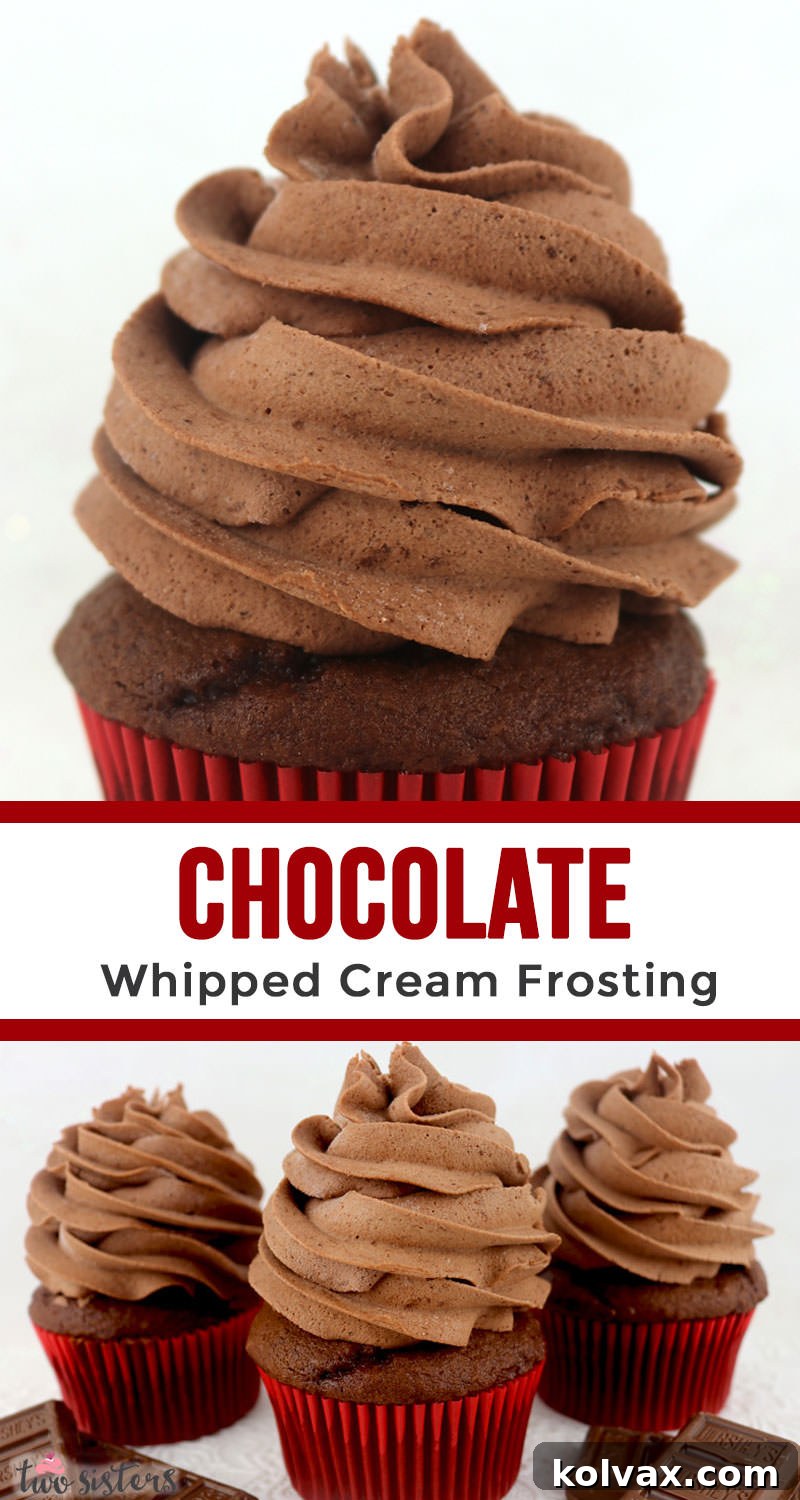 Delicious Chocolate Whipped Cream Frosting on a Tray of Cupcakes