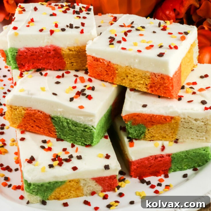 Marbled Harvest Sugar Cookie Bars 11 Harvest Marble Sugar Cookie Bars - A beautiful display of marbled cookie bars, perfect for fall and holiday gatherings.