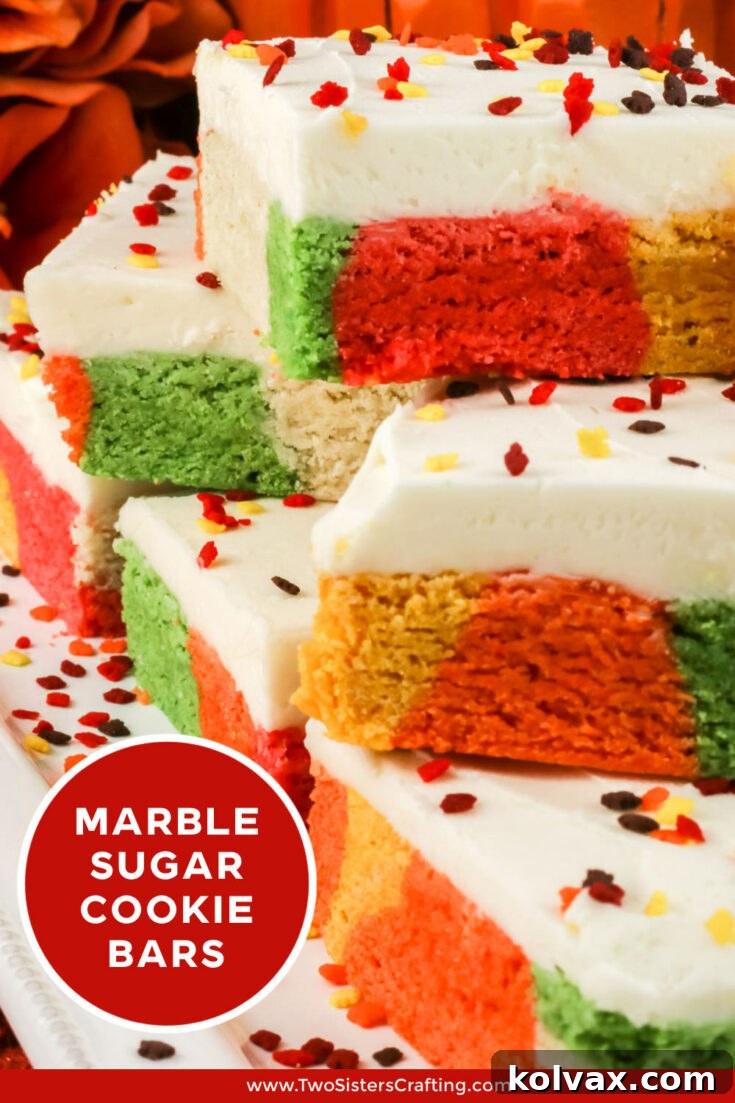 Harvest Marble Sugar Cookie Bars with fall sprinkles on a plate.