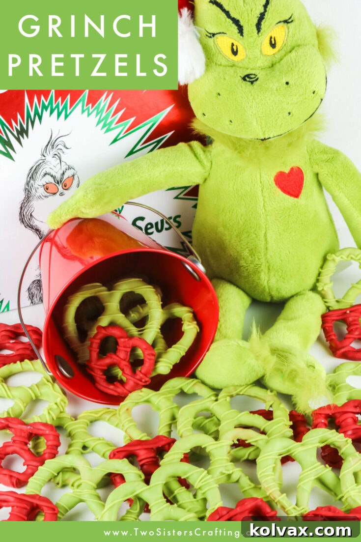 Grinch Heart Pretzels