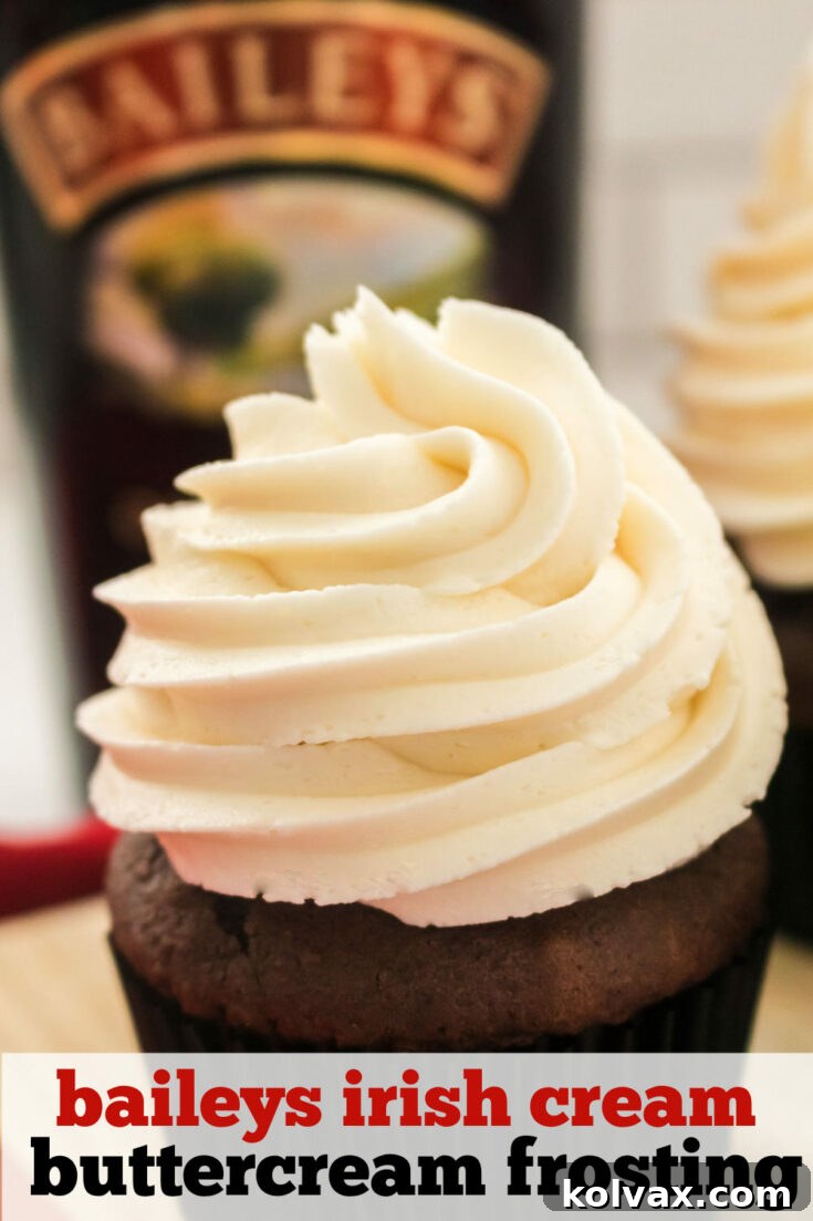 An inviting overhead shot showcasing a variety of frosted desserts, including cupcakes and cookies, adorned with Baileys Irish Cream Buttercream.