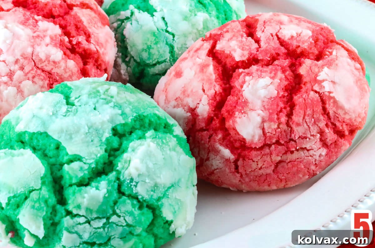 Closeup on a white serving plate filled with Kris Kringle Crinkles.