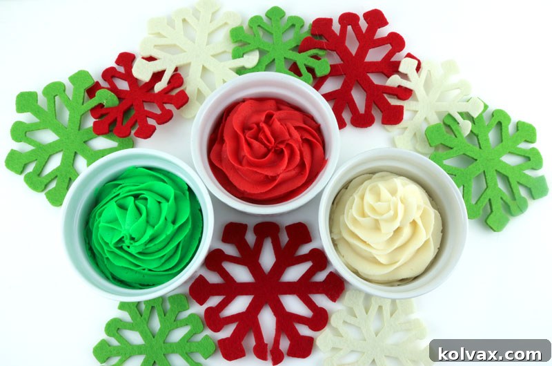 Elevate Your Holiday Bakes with Perfect Frosting 2 Vibrant Red, Green, and White Christmas Frosting