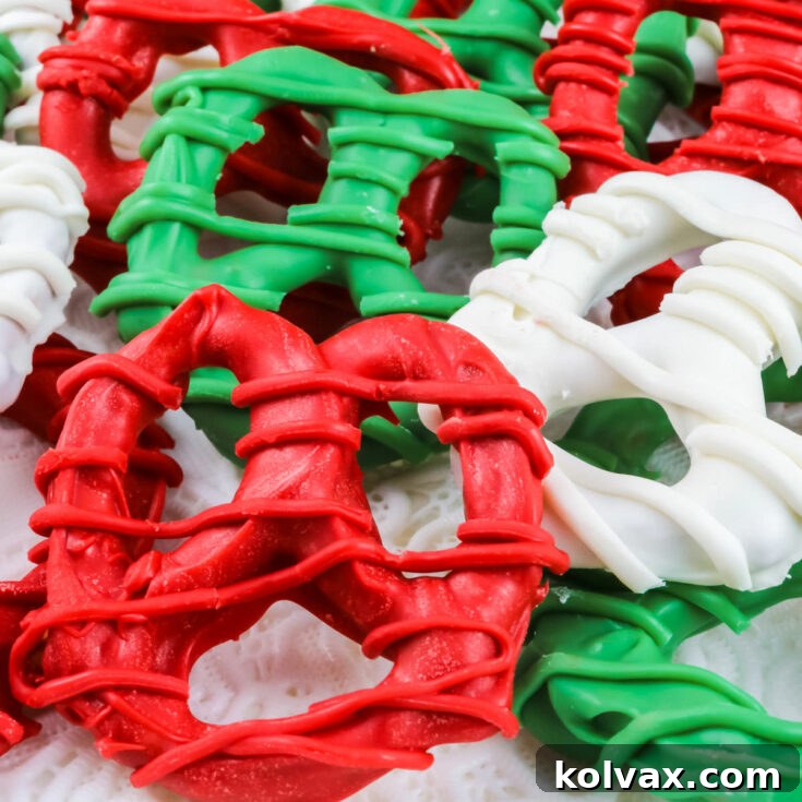 Christmas Pretzels, sweet, crunchy, and delicious holiday treats.