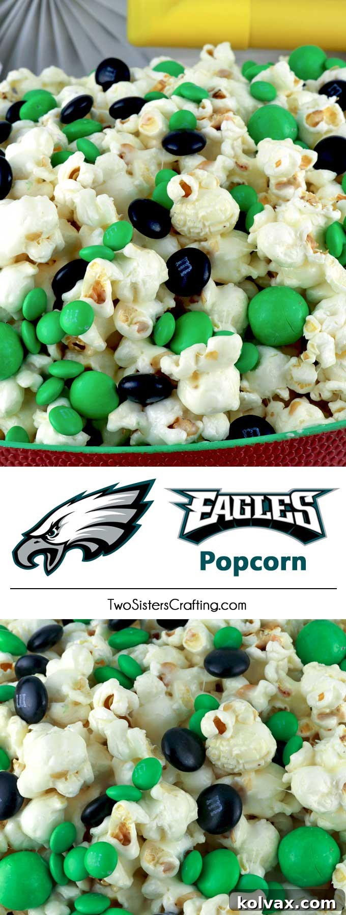 A large pile of Philadelphia Eagles Popcorn ready to be enjoyed by fans.