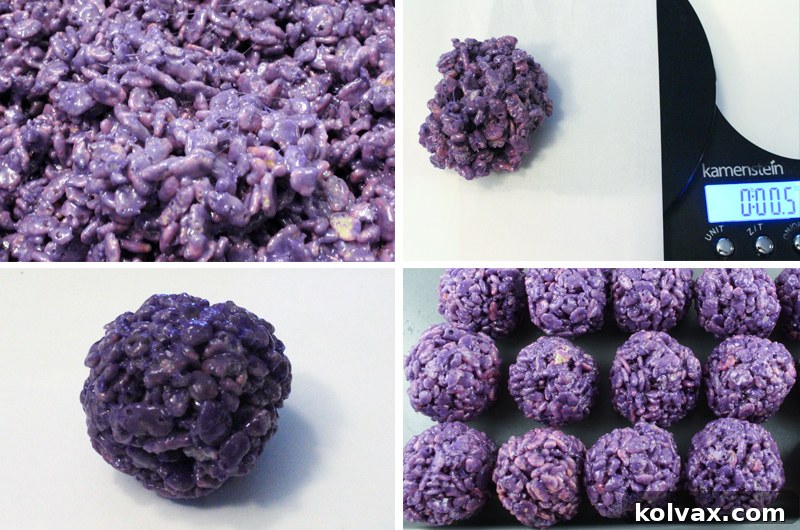 Step-by-step guide to making purple Rice Krispie Bites