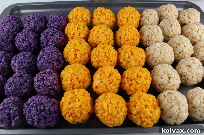 Display of finished Minnesota Vikings Rice Krispie Bites