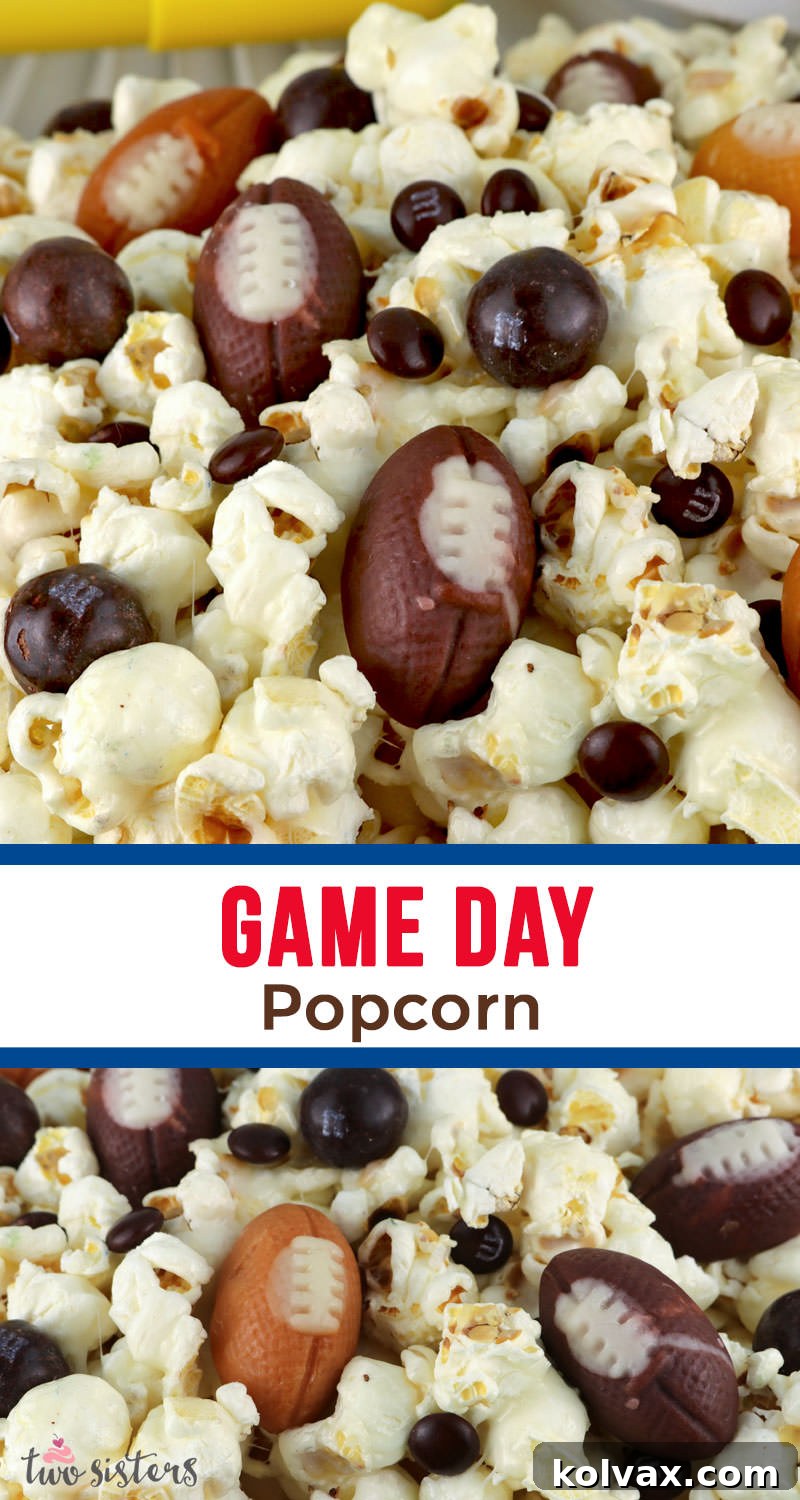 Final presentation of Game Day Popcorn, a perfect football party snack