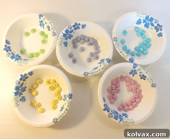 Sorting Easter M&M's by color