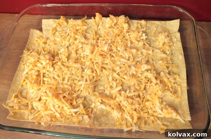 Cheddar cheese layer for Enchilada Casserole