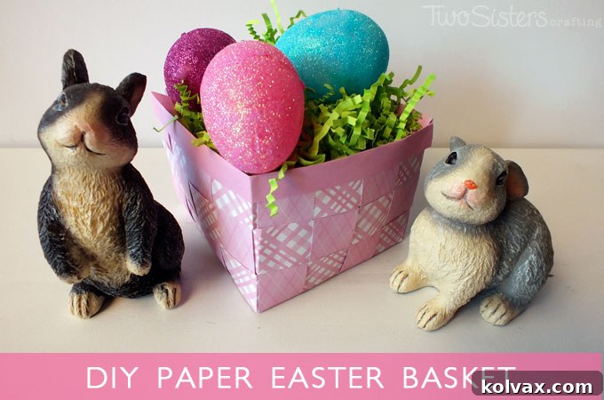 Vibrant Easter Egg Creations 4 Handmade DIY Paper Easter Basket filled with glitter Easter eggs, crafted from scrapbook paper