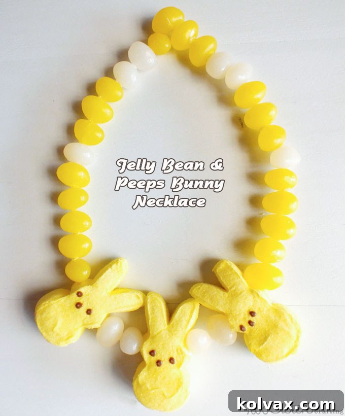 Charming Jelly Bean and Peeps Bunny Necklace, a sweet fusion of Easter candies