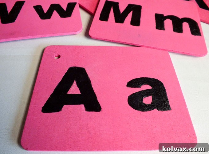 Finished chalkboard letter blocks ready for use