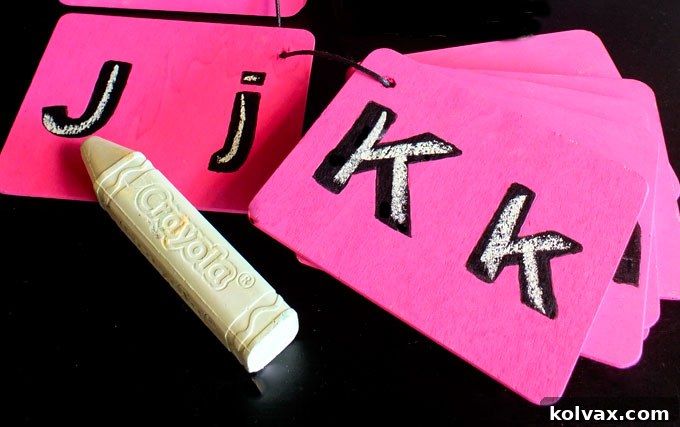 Completed Chalkboard Letter Practice Set for children