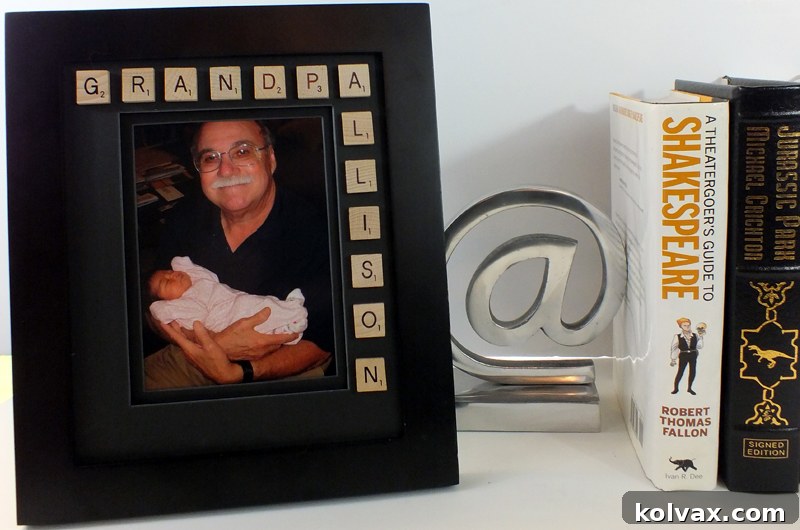 Handmade Scrabble Picture Frame: A perfect personalized gift idea for any occasion, easy to make with a frame, glue, and Scrabble game tiles.