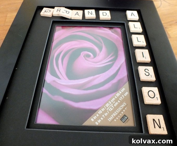 Preparing the frame for the scrabble tiles