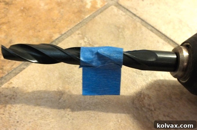 Use tape to indicate how deep the hole should be for precise drilling