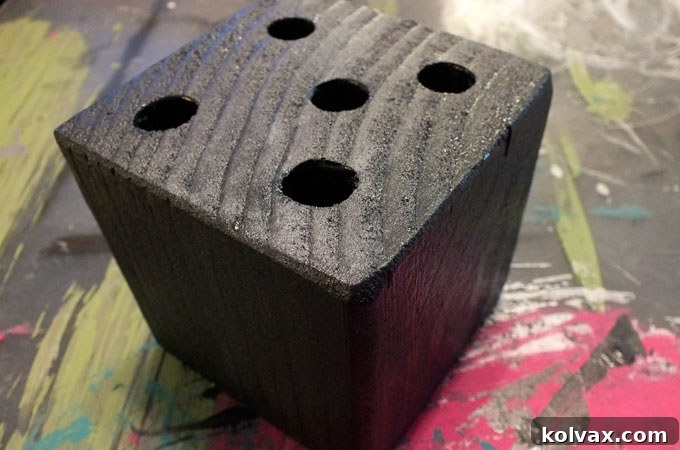 Painted Pencil Holder Photo Block with a unique stained look