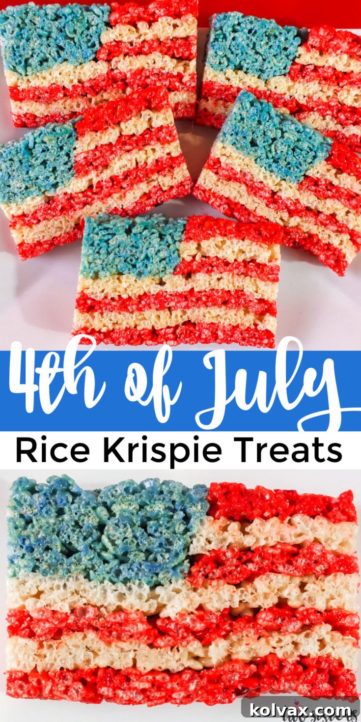 Pinnable image for American Flag Rice Krispie Treats