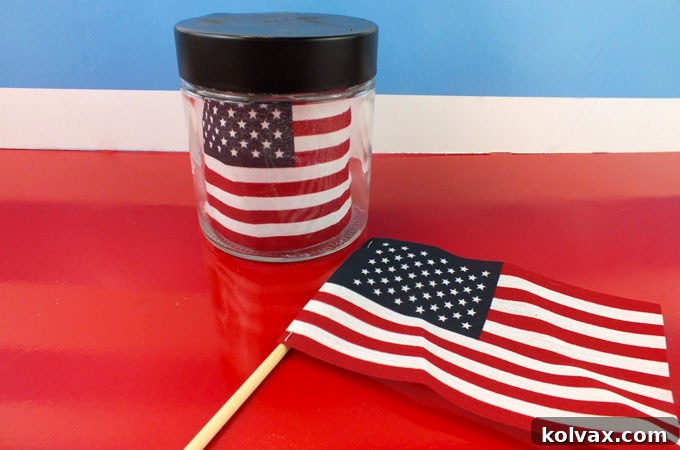 Patriotic Flag Display in a Candy Jar